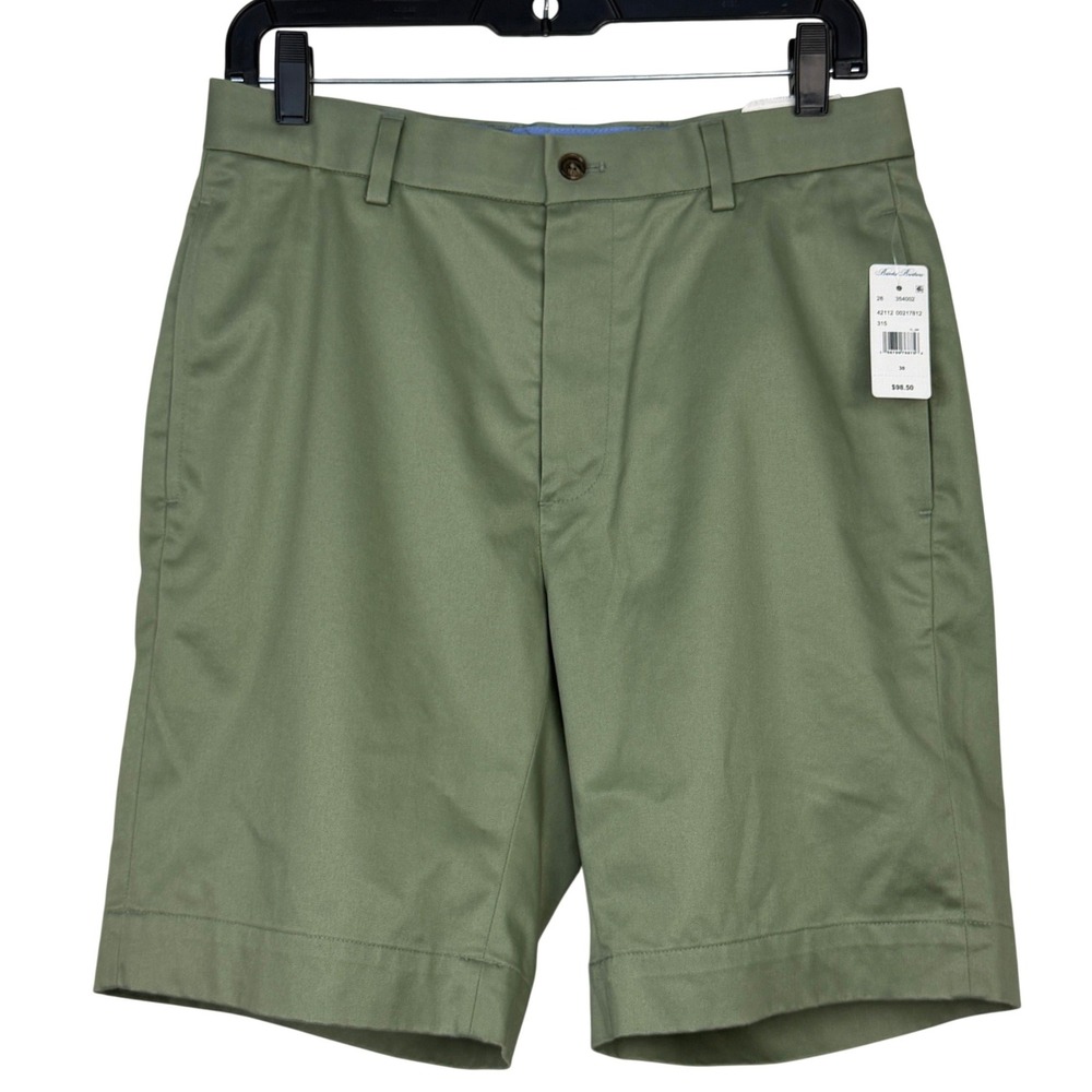 NEW Brooks Brothers Advantage Chino Shorts Mens 30 Green Wrinkle Free 9" Inseam